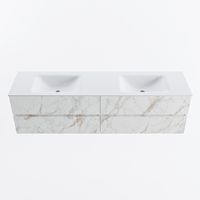 MONDIAZ VICA 180cm badmeubel onderkast Carrara 4 lades. Wastafel CLOUD dubbel zonder kraangat, kleur Talc. - thumbnail