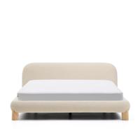 Kave Home Bed 'Odina' Bouclé, 160 x 200cm, kleur Ecru/Naturel