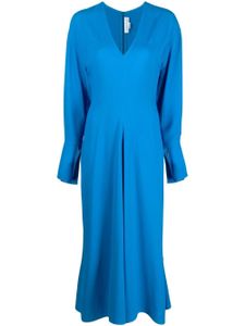 Victoria Beckham robe mi-longue à col v - Bleu