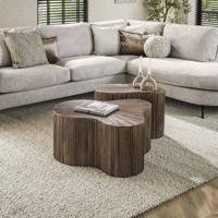 LifestyleFurn Organische Salontafel 'Sadaf' Teakhout, Set van 2 stuks LifestyleFurn Organische Salontafel 'Sadaf' Teakhout, Set van 2 stuks