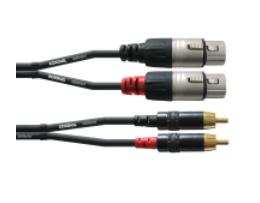 Cordial CFU 3 FC Audio Adapterkabel [2x XLR-bus - 2x Cinch-stekker] 3.00 m Zwart