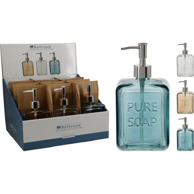 Zeepdispenser glas 500ml 3ass