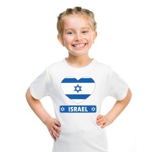 Israel hart vlag t-shirt wit jongens en meisjes