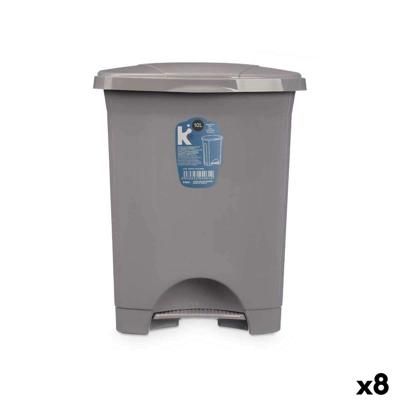 Pedaalemmer Grijs Plastic 10 L (8 Stuks)
