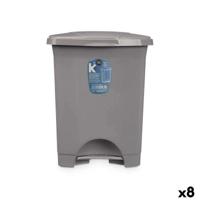 Pedaalemmer Grijs Plastic 10 L (8 Stuks)
