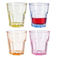 Waterglazen/drinkglazen Coloris - 12x - transparant kleurenmix - 300 ml