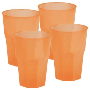 Drinkglazen frosted - oranje - 24x - 420 ml - onbreekbaar kunststof - Feest/cocktailbekers