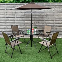 Set van 4 Klapstoelen Tuinstoel met Hoge Rugleuning Klapfauteuil 69 x 54 cm x 90 cm Bruin