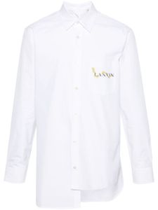 Lanvin chemise asymétrique à logo imprimé - Blanc