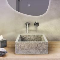 Waskom BWS Stone Vierkant 40x40x15 cm Gepolijst Natuursteen Grijs BWS