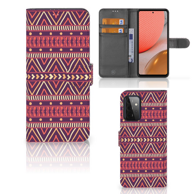 Samsung Galaxy A72 Telefoon Hoesje Aztec Paars Samsung Galaxy A72 Telefoon Hoesje Aztec Paars