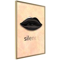 Ingelijste Poster - Silence lippen Goudkleurige lijst - thumbnail