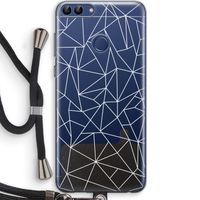 Geometrische lijnen wit: Huawei P Smart (2018) Transparant Hoesje met koord