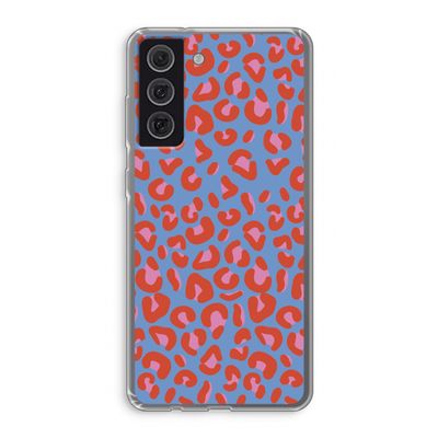 Leopard blue: Samsung Galaxy S21 FE Transparant Hoesje
