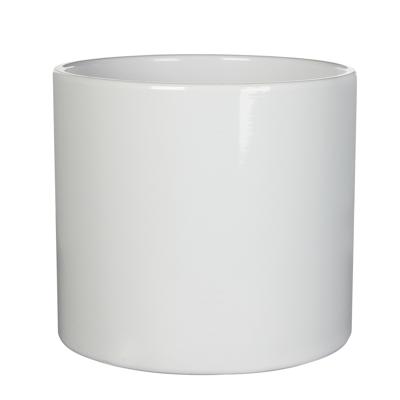 Bloempot - wit glans - H17.5 x D19.5 cm - keramiek - voor kamerplant - plantenpot
