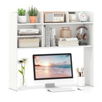 Bureau Opzetrek Werkblad-opbergrek met 6 Planken 3-laags Tafelrek Wit