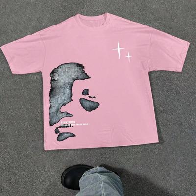 Bon&Bon Men's Pink Graphic Print Loose Fit Casual T-Shirt Pink / L