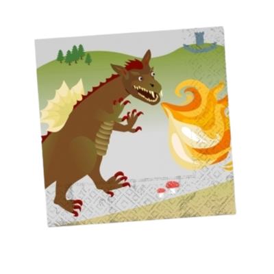 Middeleeuws feest thema servetten met draken en ridders - 20x - 33 x 33 cm - papier
