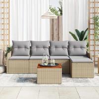 Tuinbankenset met opslag 6 pcs Beige en Licht Grijs poly rattan