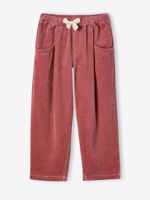 Meisjesbroek van fluweel / velours met losse pasvorm oudroze