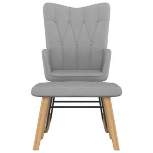 The Living Store Schommelfauteuil met Voetenbank - Stoel en Voetenbank - 61 x 78 x 98 cm - Lichtgrijs