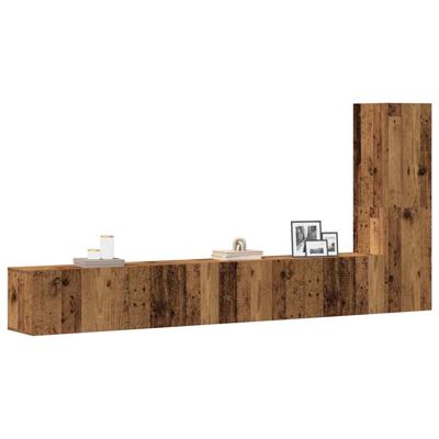 3-delig Tv-meubelset wandmontage bewerkt hout oud houtkleurig