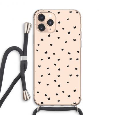 Kleine kattenkopjes: iPhone 11 Pro Max Transparant Hoesje met koord