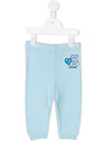 Moschino Kids pantalon élastiqué à patch logo - Bleu