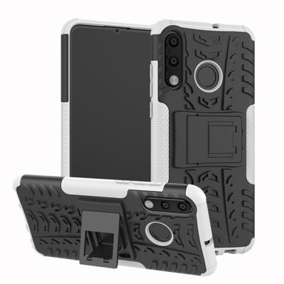 Band textuur TPU + PC schokbestendig telefoon geval voor Huawei P30 Lite/Nova 4e met houder (wit)