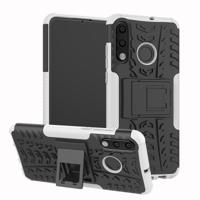 Band textuur TPU + PC schokbestendig telefoon geval voor Huawei P30 Lite/Nova 4e met houder (wit)