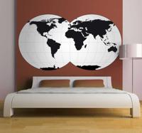 Sticker wereldbollen wereldkaart