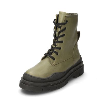 Veterboots, olijfgroen Maat: 40