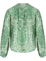 Giambattista Valli blouse en coton Côte d'Azur à volants - Vert