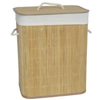 Gerimport Wasmand bamboe - 60 liter - 30 x 40 x 50 cm - met deksel / binnenvoering