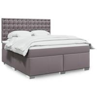 Boxspring met matras kunstleer grijs 180x200 cm
