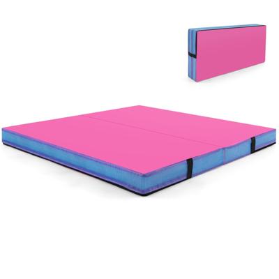 Opvouwbare Gymmat 122 x 122 x 10 cm Dikte Dubbel Opvouwbare Gym- en Tumblingmat Roze