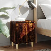 Nachtkastjes 2 st met houten poten 40x30x50 cm gerookt eiken - thumbnail