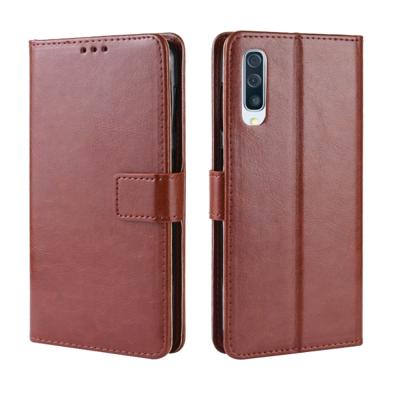 Retro Crazy Horse textuur horizontale Flip lederen case voor Galaxy A70 met houder & card slots & fotolijst (bruin)