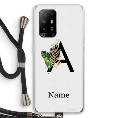 Charcoal Flora: Oppo A94 5G Transparant Hoesje met koord Charcoal Flora: Oppo A94 5G Transparant Hoesje met koord