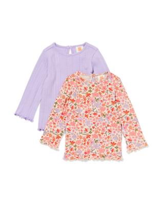 HEMA Babyshirts ajour - 2 stuks multi (multi)