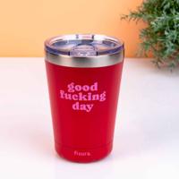 Koffiemok thermosbeker "Good fucking day" red