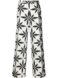 KUSIKOHC pantalon droit à imprimé géométrique - Blanc