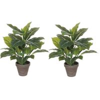 3x stuks groene Philodendron kunstplant 49 cm in grijze pot