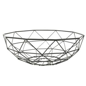 Metalen fruitmand/fruitschaal zwart rond 28 x 9 cm