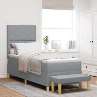 Boxspring Bed met Matras & Bank Lichtgrijs 80x200 cm Stof