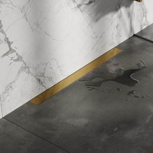 Brauer Douchegoot - 70x7.5cm - muurflens - tegelinlegrooster omkeerbaar - RVS - geborsteld goud DR-MRFW70GG