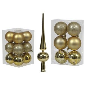 Kerstversiering set kerstballen met piek goud 6 - 8 cm - pakket van 36x stuks