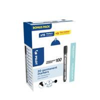 Viltstift pilot sca-100 rond f zwart 15+5 gratis