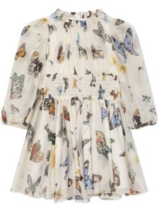 Dolce & Gabbana Kids robe mi-longue à imprimé papillon - Blanc