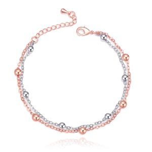 Rose en Zilverkleurige Schakelarmband met Bedels Verstelbaar